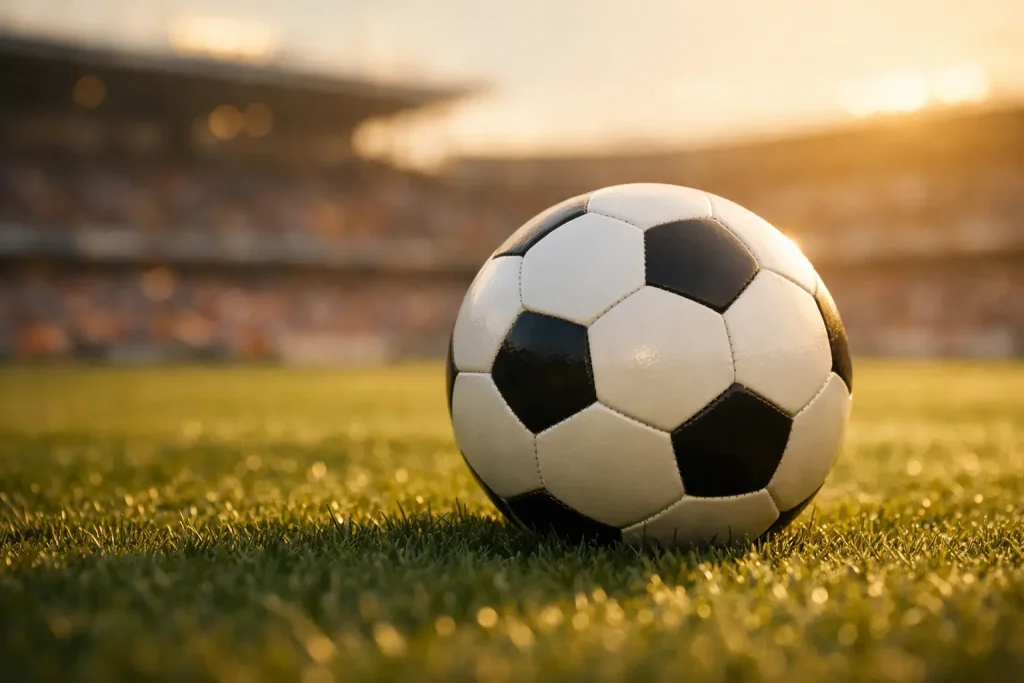 Piłka nożna na murawie stadionu przed meczem
