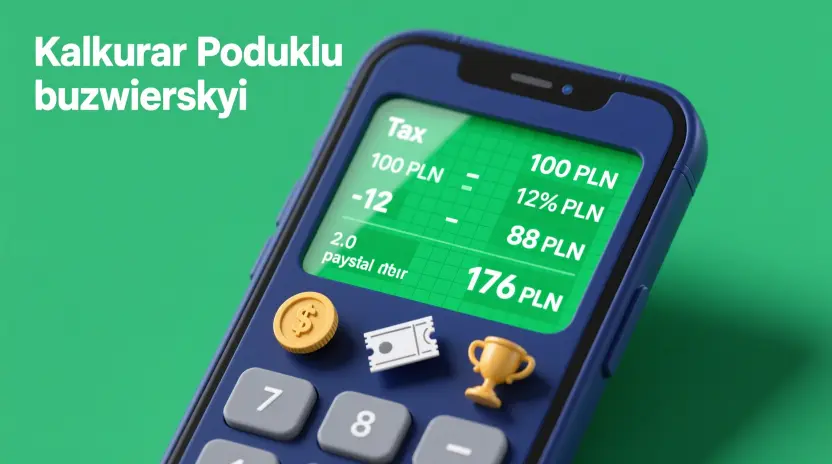 Wizualny kalkulator pokazujący rzeczywiste wyliczenie podatków od zakładów bukmacherskich