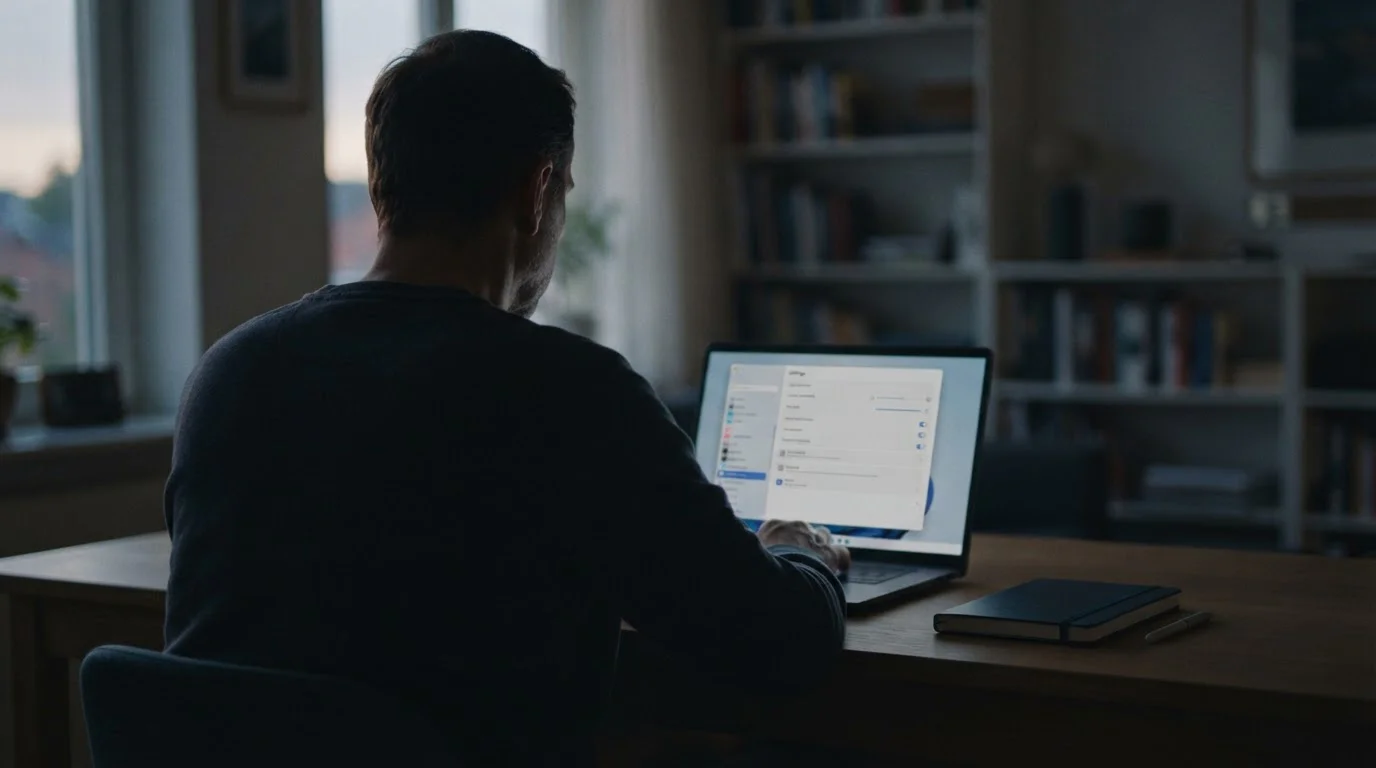 Sylwetka osoby przy biurku ustawiającej limity w panelu na laptopie