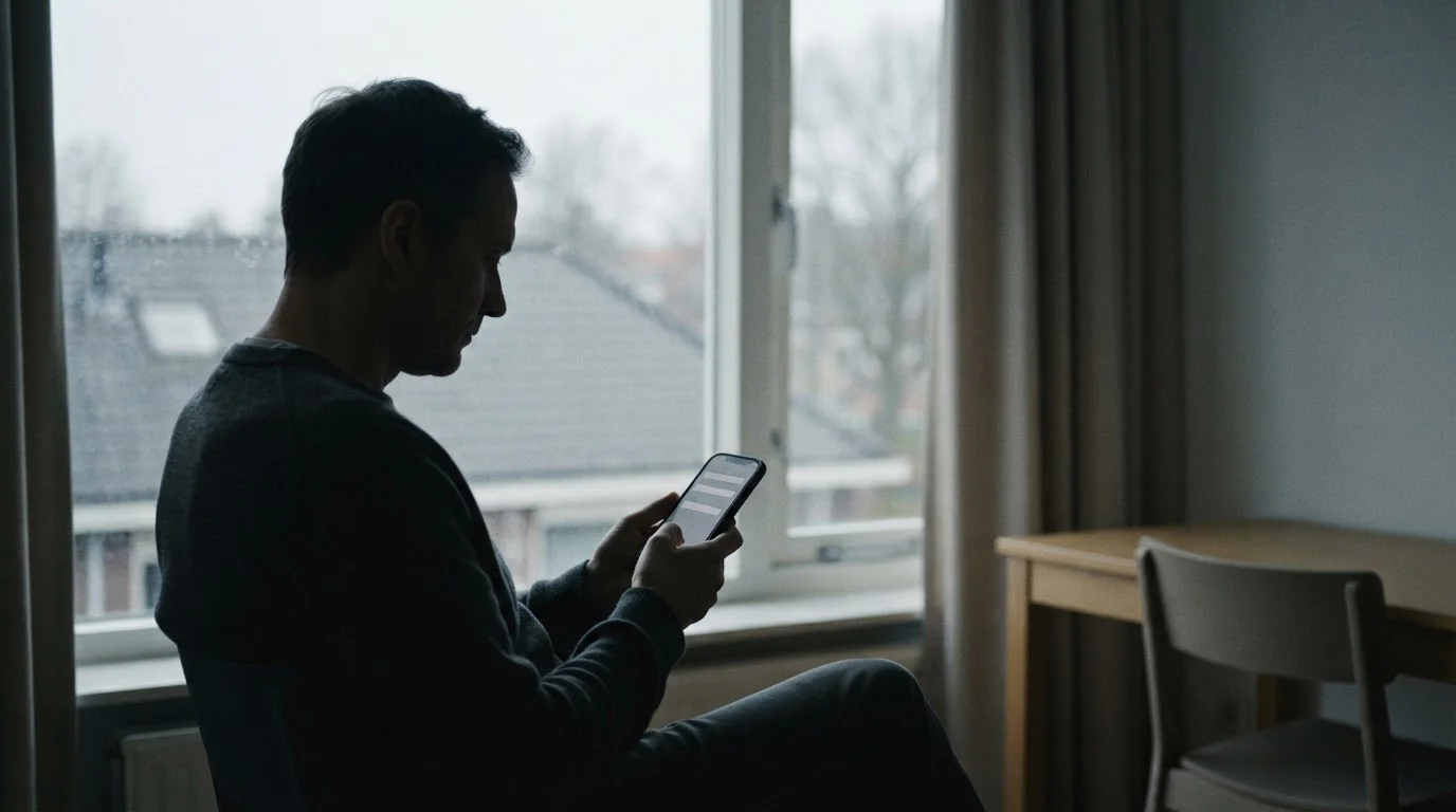 Sylwetka osoby przy oknie ustawiającej limit w telefonie