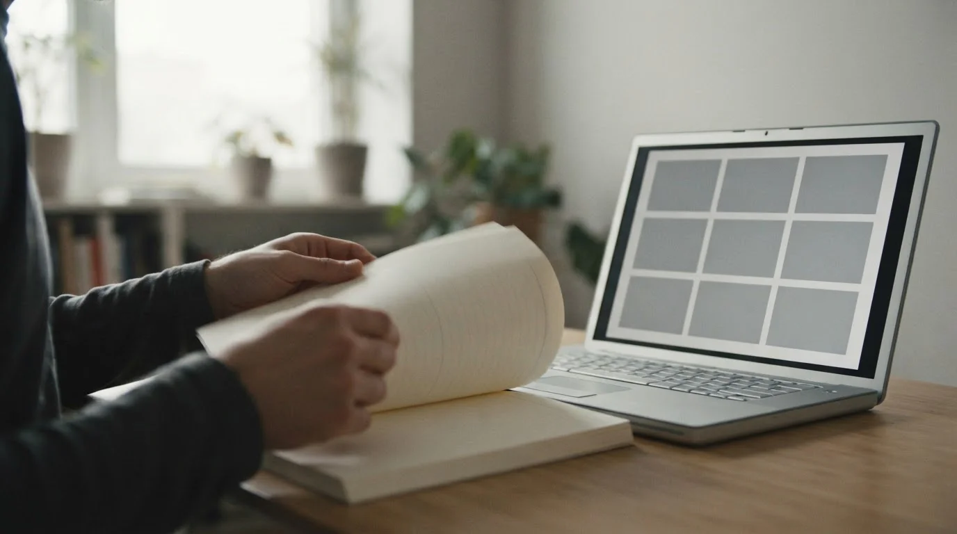 Przeglądanie regulaminu bukmachera obok laptopa z listą ofert