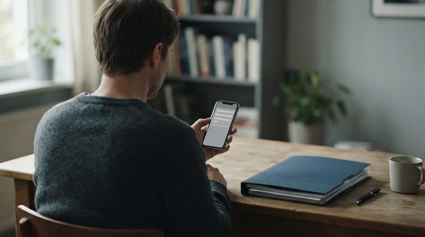 Osoba weryfikująca konto u legalnego bukmachera na smartfonie